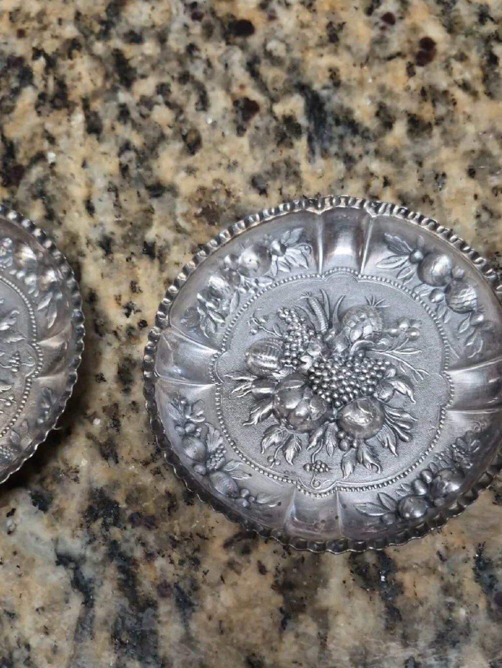Pair Of Antique Metal Candy Dishes